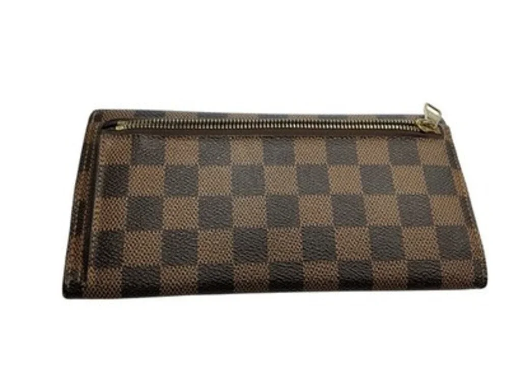 Louis Vuitton Authentic Brown Black Check Origami Long Wallet